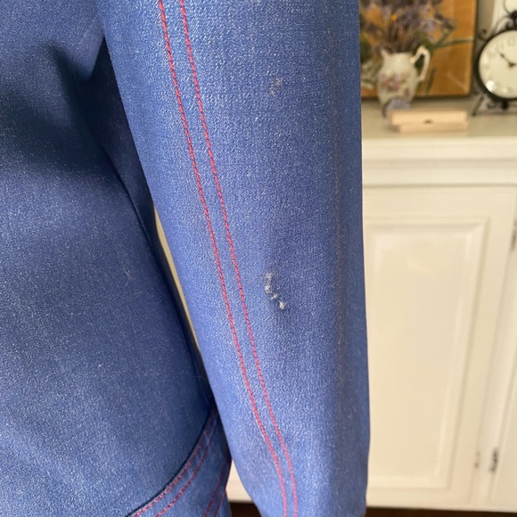 Escada 2-Piece Wool Blend Red Stitching Blue & Red  Style Skirt Suit 36 Size 6 - Picture 5 of 14